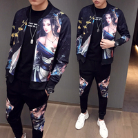 2020 nowa kurtka + spodnie dres męski Moda Hombre Moda drukowanie męska zestaw wiosna męska strój sportowy 2 sztuka zestawy Plus rozmiar 5XL 2